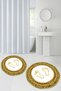 Non-Slip Base Washable Footprint Pattern Round Bathroom Mat Set of 2 Toilet Mats - 8