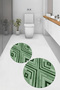 Printed Non-Slip Base Washable Round Bath Mat Set of 2 Toilet Seat Covers - 5