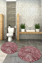 Printed Non-Slip Base Washable Round Bath Mat Set of 2 Toilet Seat Covers