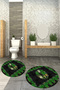 Printed Non-Slip Base Washable Round Bath Mat Set of 2 Toilet Seat Covers