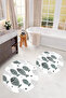 Printed Non-Slip Base Washable Fish Pattern Round Bath Mat Set of 2 Toilet Seat Covers - 2