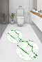 Non-Slip Base Washable Marble Pattern Round Bathroom Mat Set of 2 Toilet Mats