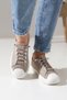 Beige Women's Casual Sneaker Shoes High Sole with Linen and Color Options - 4