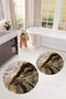 Non-Slip Base Washable Marble Pattern Round Bathroom Mat Set of 2 Toilet Mats - 3
