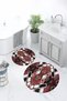 Printed Non-Slip Base Washable Round Bath Mat Set of 2 Toilet Seat Covers - 7