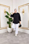 Elastic Waist Linen Trousers - White / A0104 - 3