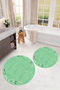 Printed Non-Slip Base Washable Round Bath Mat Set of 2 Toilet Seat Covers - 6