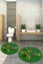 Digital Non-Slip Base Washable Floral Round Bathroom Mat Set of 2 Toilet Seat Covers - 5