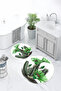 Printed Washable Cactus Pattern Round Bath Mat Set of 2 Toilet Seat Covers