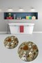 Digital Printed 3D Washable Round Bath Mat Set of 2 Toilet Seat Covers - 8