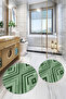Printed Non-Slip Base Washable Round Bath Mat Set of 2 Toilet Seat Covers