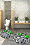 3D Printed Non-Slip Base Washable Round Bath Mat Set of 2 Toilet Seat Covers - 7