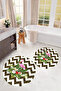 Printed Washable Flower Pattern Round Bath Mat Set of 2 Toilet Seat Covers - 3