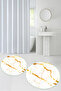 Non-Slip Base Washable Marble Pattern Round Bathroom Mat Set of 2 Toilet Mats - 7