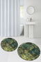 Digital Printed Base Washable Round Bath Mat Set of 2 Toilet Seat Covers - 2