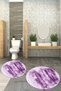 3D Printed Non-Slip Base Washable Round Bath Mat Set of 2 Toilet Seat Covers - 8
