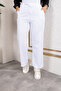 Elastic Waist Linen Trousers - White / A0104 - 2