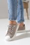 Beige Women's Casual Sneaker Shoes High Sole with Linen and Color Options - 5