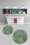 Printed Non-Slip Base Washable Round Bath Mat Set of 2 Toilet Seat Covers - 4
