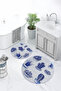 Printed Washable Cactus Pattern Round Bath Mat Set of 2 Toilet Seat Covers