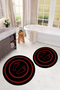 Non-Slip Base Washable Footprint Pattern Round Bathroom Mat Set of 2 Toilet Mats - 5