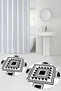 Printed Non-Slip Base Washable Round Bath Mat Set of 2 Toilet Seat Covers - 7