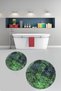 Digital Printed Base Washable Round Bath Mat Set of 2 Toilet Seat Covers - 6