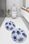 Printed Washable Cactus Pattern Round Bath Mat Set of 2 Toilet Seat Covers - 7