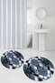 Printed Non-Slip Base Washable Round Bath Mat Set of 2 Toilet Seat Covers - 3