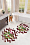 Printed Washable Flower Pattern Round Bath Mat Set of 2 Toilet Seat Covers - 2