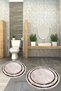 Printed Non-Slip Base Washable Framed Round Bathroom Mat Set of 2 Toilet Mats - 9