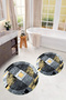 Printed Non-Slip Base Washable Round Bath Mat Set of 2 Toilet Seat Covers - 6