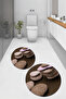 Digital Printed 3D Washable Round Bath Mat Set of 2 Toilet Seat Covers - 6