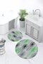 Digital Non-Slip Base Washable Floral Round Bathroom Mat Set of 2 Toilet Seat Covers - 8