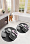 Digital Printed 3D Washable Round Bath Mat Set of 2 Toilet Seat Covers - 9
