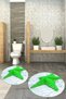 3D Printed Non-Slip Base Washable Round Bath Mat Set of 2 Toilet Seat Covers - 7