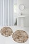 Printed Non-Slip Base Washable Round Bath Mat Set of 2 Toilet Seat Covers