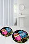 Printed Washable Owl Pattern Round Bath Mat Set of 2 Toilet Seat Covers - 5