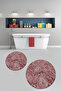 Printed Non-Slip Base Washable Round Bath Mat Set of 2 Toilet Seat Covers - 4