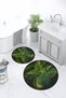 Digital Non-Slip Base Washable Floral Round Bathroom Mat Set of 2 Toilet Seat Covers - 8