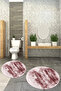 3D Printed Non-Slip Base Washable Round Bath Mat Set of 2 Toilet Seat Covers - 7