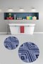Printed Non-Slip Base Washable Round Bath Mat Set of 2 Toilet Seat Covers - 6