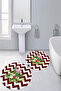 Printed Washable Flower Pattern Round Bath Mat Set of 2 Toilet Seat Covers - 3