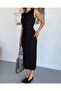 Women's Slit Detailed Seersucker Fabric Midi Dress - 2