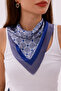 Gray Navy Blue Chain Patterned - Efes Model Scarf Estascarf - 4