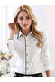 White Cotton Satin Lycra Slim Fit Women's Shirt - 2