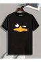 qubo Unisex Oversized Printed Cotton Crew Neck Short Sleeve BLACK T-shirt