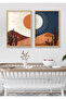 Uv Print of 2 Abstract Landscape Wall Paintings with Natural Wood Frame – Modern & Stylish Wall Decor - 2