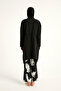 Black Full Covered Hijab Swimsuit – Wide Leg Pants with Asymmetrical Tunic and Inner Leggings M2503-3 - 7