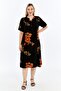Viscose Black Floor Orange Floral Patterned Summer Women's Dress - 6